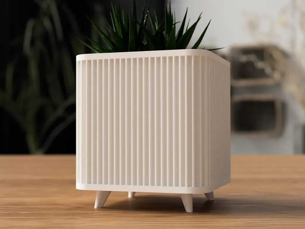 Modern Shikaku Planter with Legs (White)