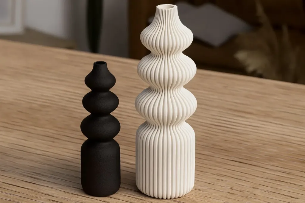 Nordic Sculptural Vase (White & Black)